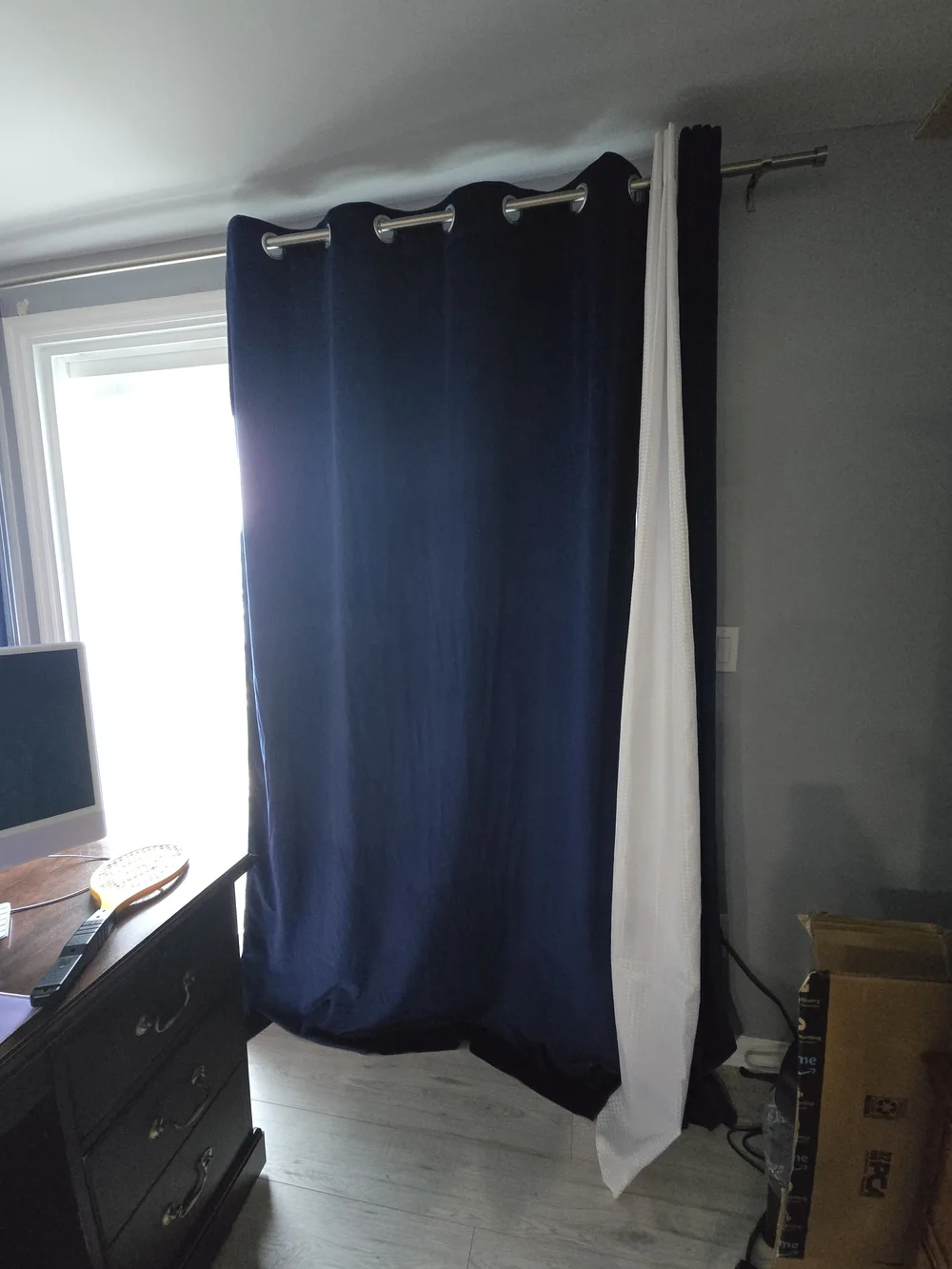 6 Velvet Curtain Panels – Golden Yellow & Navy – 90